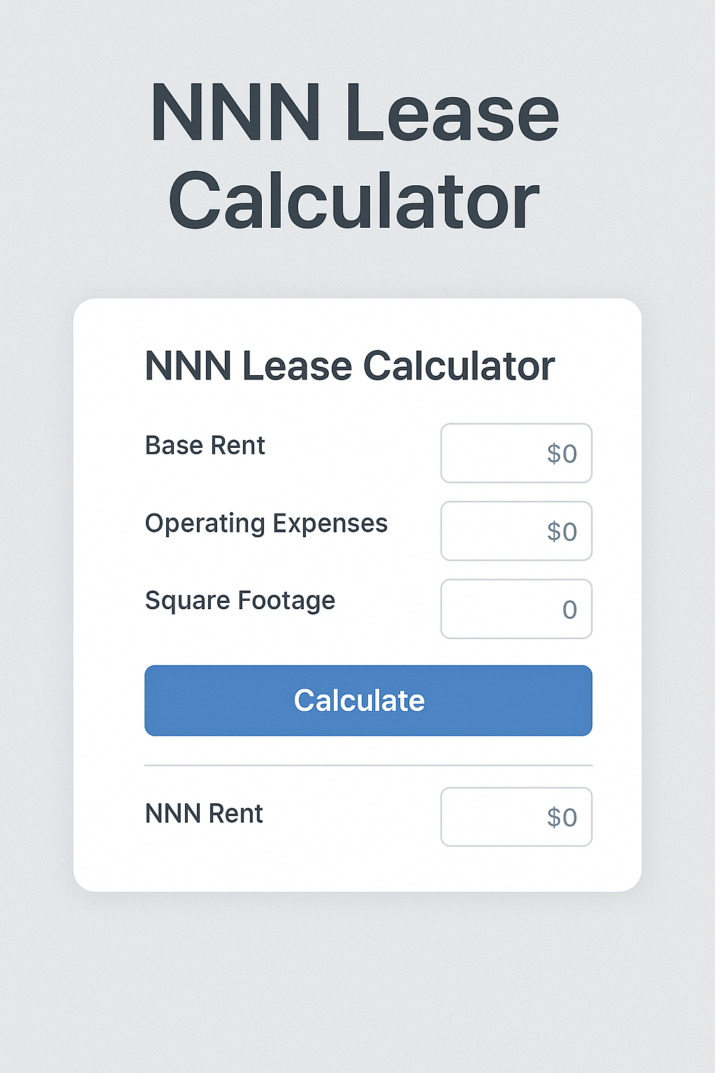 NNN Lease Calculator
